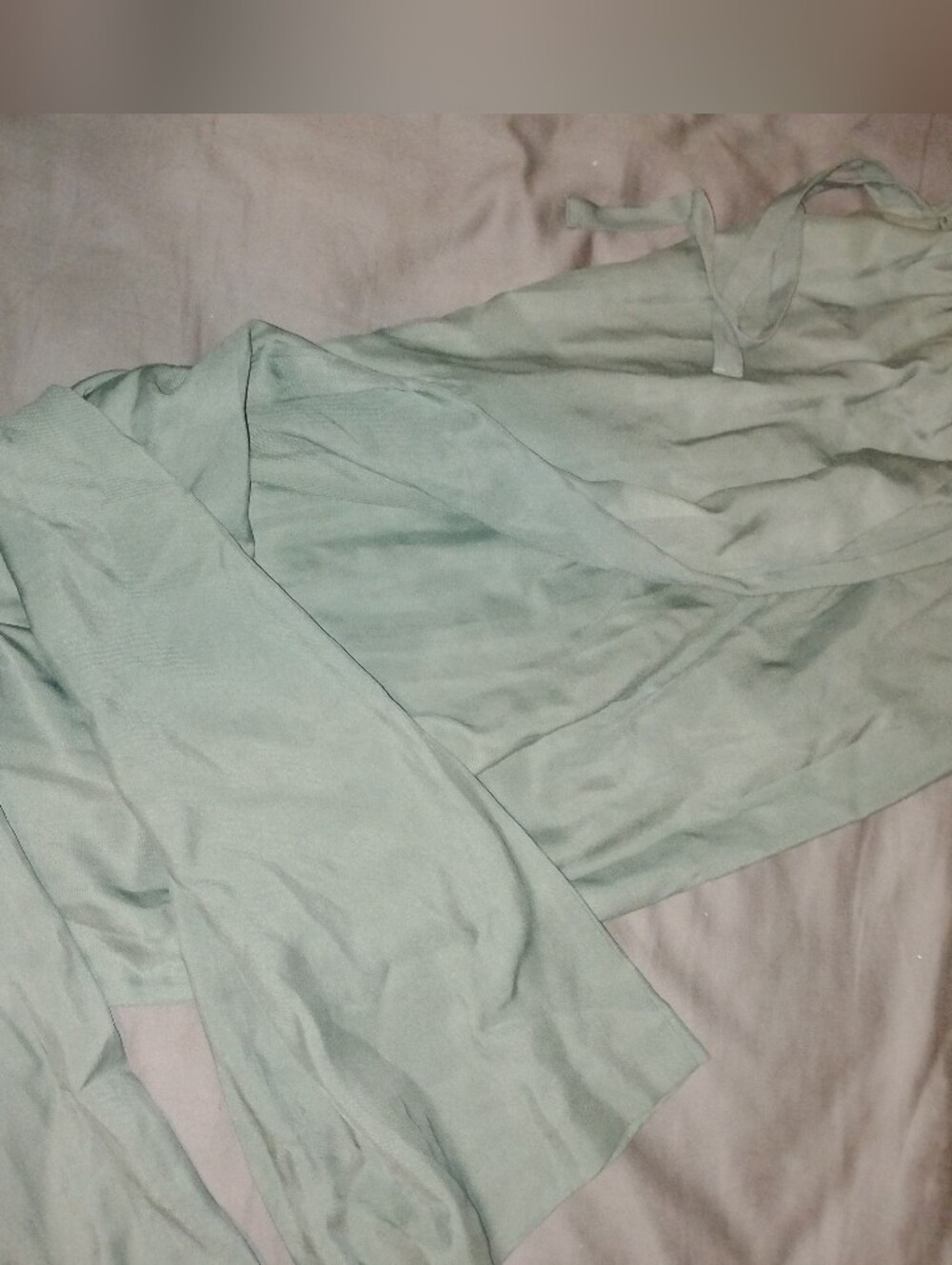 Zara Sage Sea-Green Elastic Waist Relaxed Fit Stretch Pants